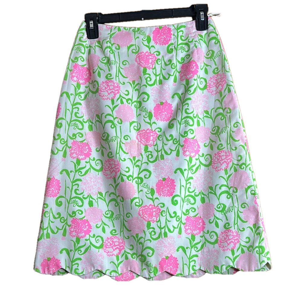 Lilly Pulitzer 🌟VINTAGE🌟 The Lilly Floral Tulip Hem Midi Skirt Size 6 - EUC